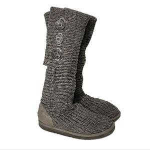 UGG AUSTRALIA WOMEN'S SIZE 6 Grey CLASSIC CARDY‎ KNIT TALL SWEATER BOOTS